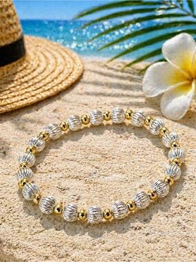 Lux Sterling Silver Beaded Bracelet 6 3/4”